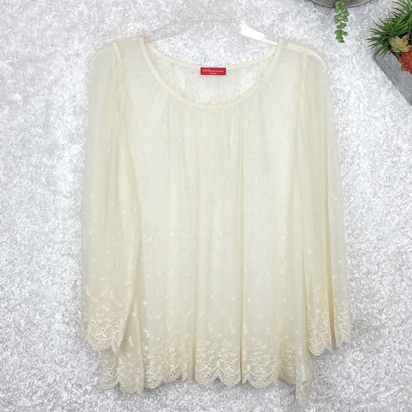 earth music & ecology Tops - Earth music & ecology Floral Sheer Top | L